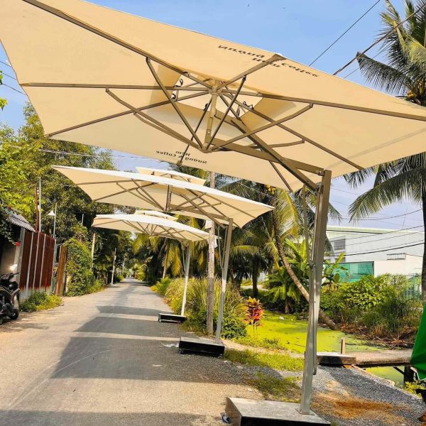 Dù vuông lệch tâm 2 tầng màu kem 3m giá rẻ